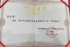 官网入口集团罗宁弟董事长荣获“2019年度番禺区成长型企业人才”